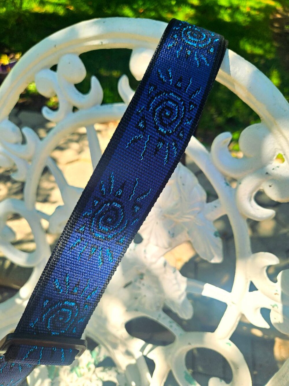 D'Addario Planet Waves Auto Lock Vintage Guitar Strap Suns Blue Woven 2" Strap - Picture 5 of 13